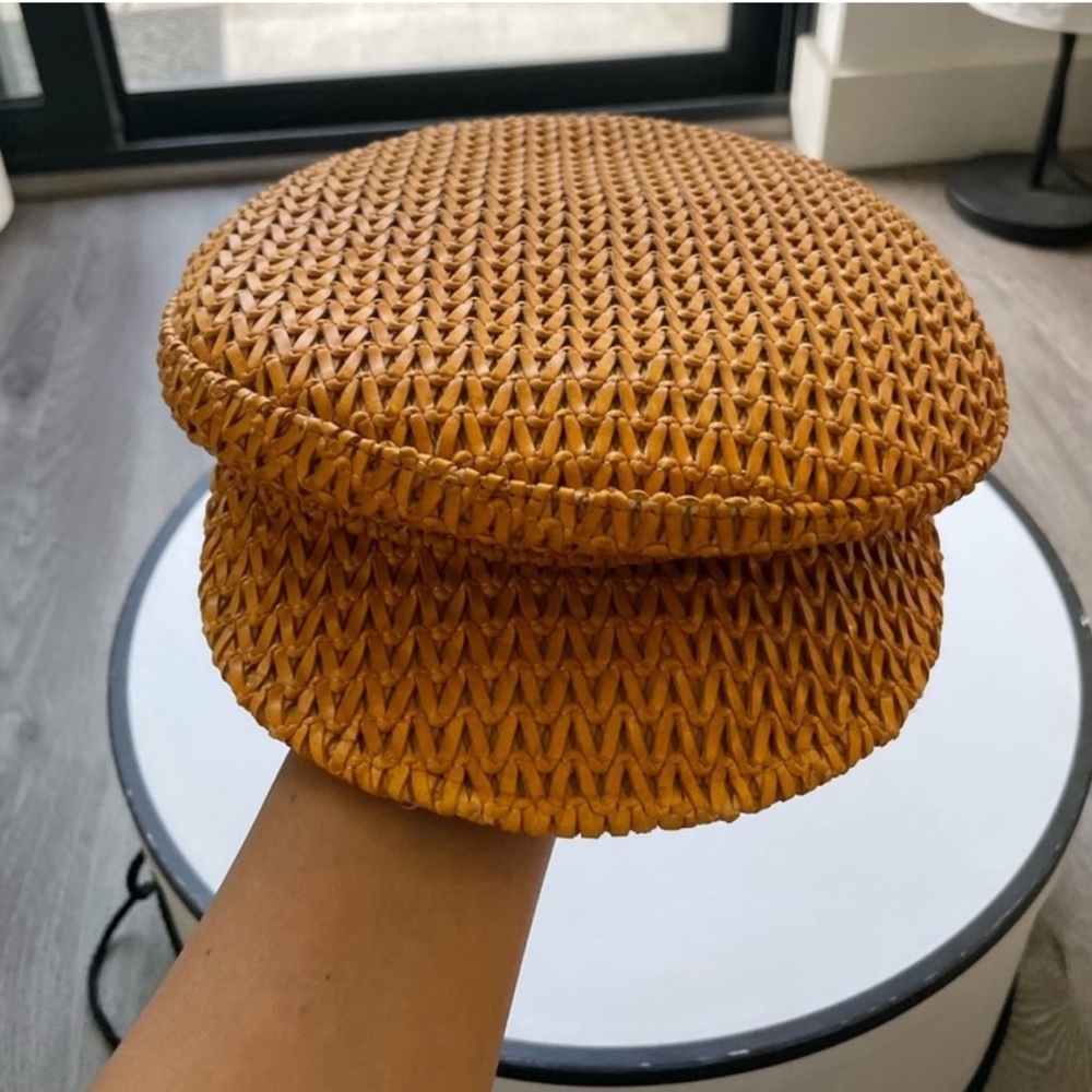 Lack of Color Mesa Leather Woven Newsboy Hat | Small | Brown